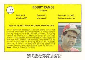 1989 Best Columbus Mudcats #20 Bobby Ramos Back