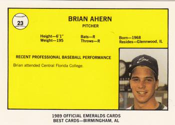 1989 Best Eugene Emeralds #23 Brian Ahern  Back