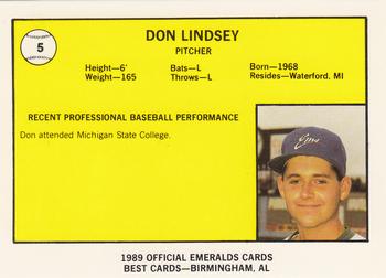 1989 Best Eugene Emeralds #5 Don Lindsey  Back