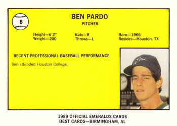 1989 Best Eugene Emeralds #8 Ben Pardo  Back