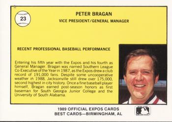 1989 Best Jacksonville Expos #23 Peter Bragan Back