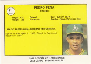 1989 Best Medford Athletics #11 Pedro Pena  Back