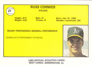 1989 Best Medford Athletics #21 Russ Cormier  Back