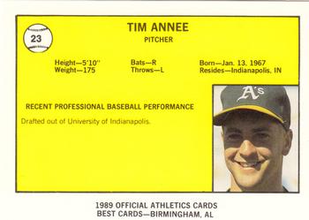1989 Best Medford Athletics #23 Tim Annee  Back