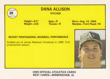 1989 Best Medford Athletics #28 Dana Allison  Back