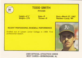 1989 Best Medford Athletics #30 Todd Smith  Back