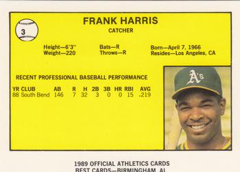 1989 Best Medford Athletics #3 Frank Harris  Back