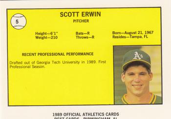 1989 Best Medford Athletics #5 Scott Erwin  Back