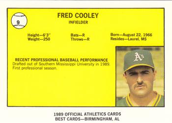 1989 Best Medford Athletics #9 Fred Cooley  Back