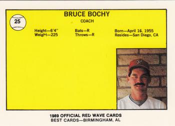 1989 Best Riverside Red Wave #25 Bruce Bochy Back