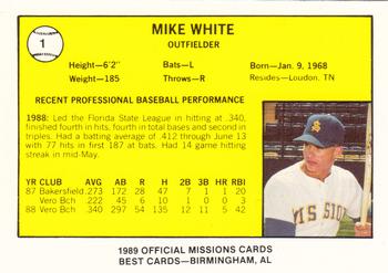 1989 Best San Antonio Missions #1 Mike White  Back