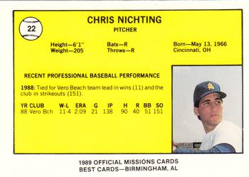 1989 Best San Antonio Missions #22 Chris Nichting  Back