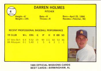 1989 Best San Antonio Missions #4 Darren Holmes  Back