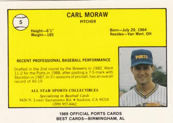 1989 Best Stockton Ports #5 Carl Moraw  Back