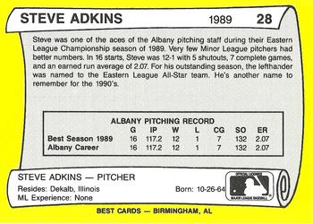1990 Best Albany-Colonie A's/Yankees All Decade #28 Steve Adkins  Back