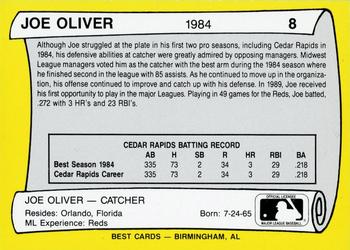 1990 Best Cedar Rapids Reds All Decade #8 Joe Oliver  Back