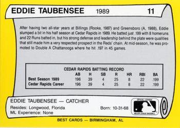 1990 Best Cedar Rapids Reds All Decade #11 Eddie Taubensee  Back