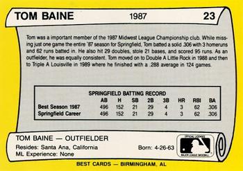 1990 Best Springfield Cardinals All Decade #23 Tom Baine  Back
