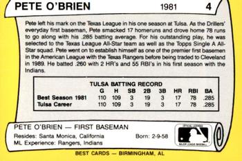 1990 Best Tulsa Drillers All Decade 1980's #4 Pete O'Brien  Back