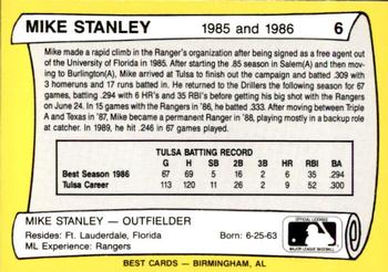 1990 Best Tulsa Drillers All Decade 1980's #6 Mike Stanley  Back