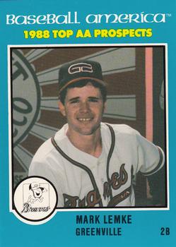 1988 Best Baseball America AA Top Prospects #AA16 Mark Lemke Front