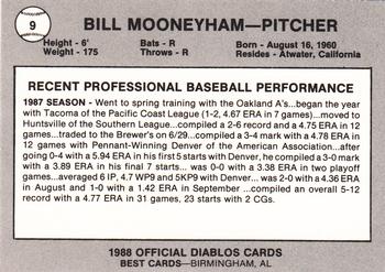 1988 Best El Paso Diablos #9 Bill Mooneyham Back