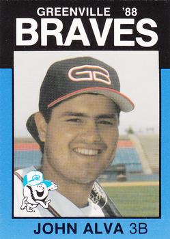 1988 Best Greenville Braves #6 John Alva Front
