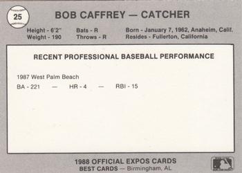 1988 Best Jacksonville Expos #25 Bob Caffrey Back