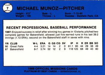 1988 Best San Antonio Missions - Platinum #7 Michael Munoz Back