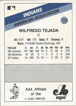 1988 CMC Indianapolis Indians #19 Wilfredo Tejada Back