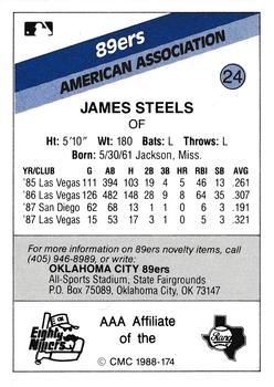 1988 CMC Oklahoma City 89ers #24 James Steels Back