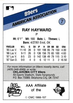 1988 CMC Oklahoma City 89ers #7 Ray Hayward Back