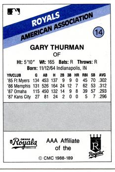 1988 CMC Omaha Royals #14 Gary Thurman Back