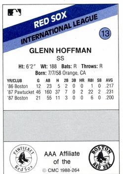 1988 CMC Pawtucket Red Sox #13 Glenn Hoffman Back