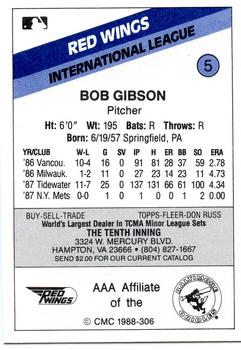 1988 CMC Rochester Red Wings #5 Bob Gibson Back