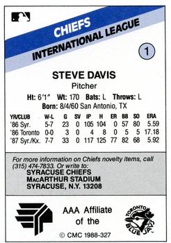 1988 CMC Syracuse Chiefs #1 Steve Davis Back