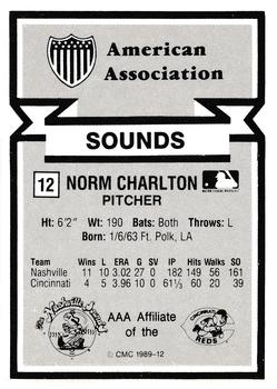 1988 CMC Triple A All-Stars #12 Norm Charlton Back