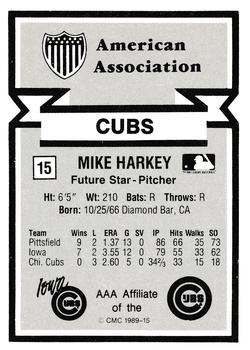 1988 CMC Triple A All-Stars #15 Mike Harkey Back