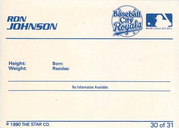 1990 Star Baseball City Royals #30 Ron Johnson Back