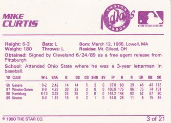 1990 Star Canton-Akron Indians #3 Mike Curtis Back