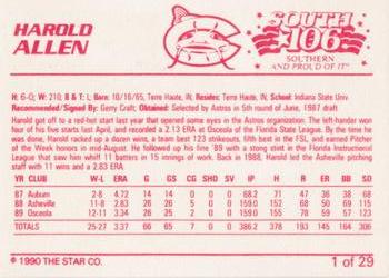 1990 Star Columbus Mudcats #1 Harold Allen Back