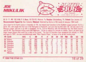 1990 Star Columbus Mudcats #16 Joe Mikulik Back