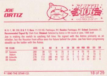 1990 Star Columbus Mudcats #18 Joe Ortiz Back