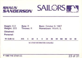 1990 Star Erie Sailors #23 Shaun Sanderson Back