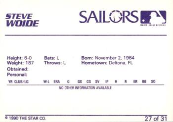1990 Star Erie Sailors #27 Steve Woide Back