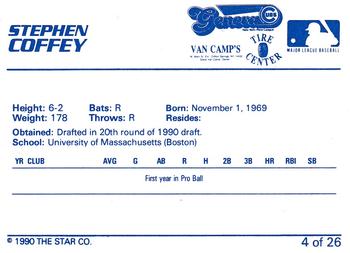 1990 Star Geneva Cubs #4 Stephen Coffey Back