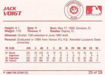 1990 Star Hagerstown Suns #25 Jack Voigt Back