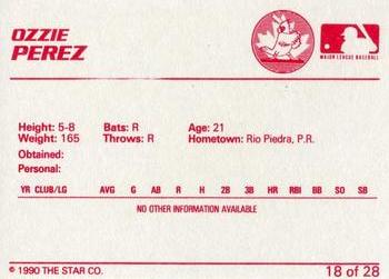 1990 Star Hamilton Redbirds #18 Ozzie Perez Back