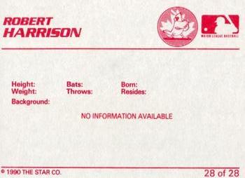 1990 Star Hamilton Redbirds #28 Robert Harrison Back