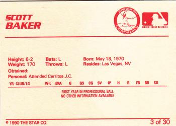 1990 Star Johnson City Cardinals #3 Scott Baker Back